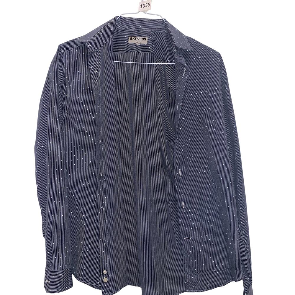 Express, Men's Blue Polka Dot Dress Shirt, Long Sleeve, MED